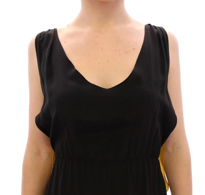 Shop Lamberto Petri Elegant Silk Blend Shift Dress In Black And Women's Yellow