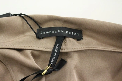 Lamberto Petri Draped Silk Sheath Shift Coctail Dress In Brown