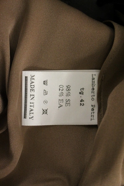 Lamberto Petri Draped Silk Sheath Shift Coctail Dress In Brown