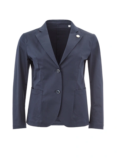 Shop Lardini Elegant Navy Blue Cotton Women's Jacket
