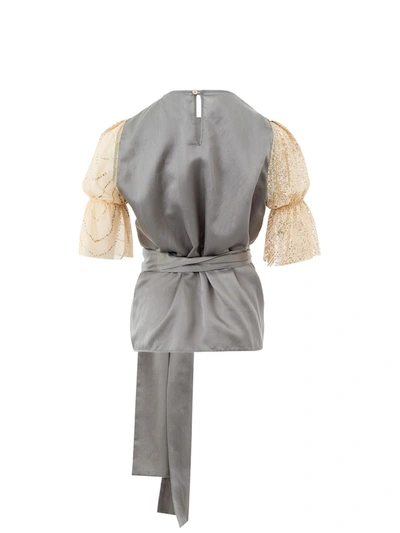Shop Lardini Elegant Silk Ruffled Top For A Sophisticated Women's Look In Grey