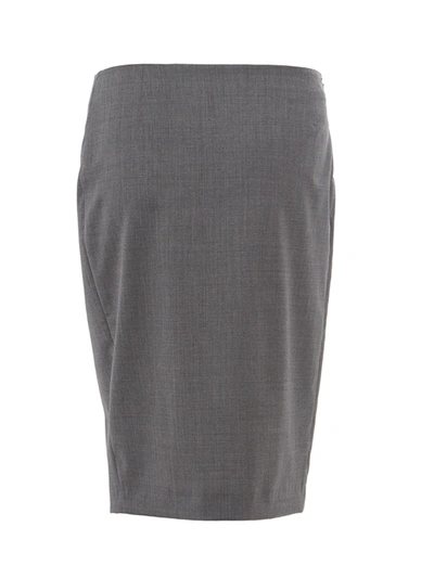 Shop Lardini Elegant Grey Wool Pencil Women's Skirt