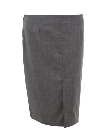 Shop Lardini Elegant Grey Wool Pencil Women's Skirt