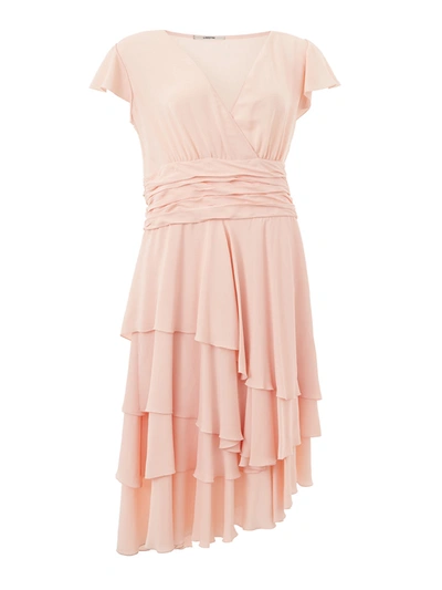 Shop Lardini Elegant Pink Ruffled V-neck Women's Dress