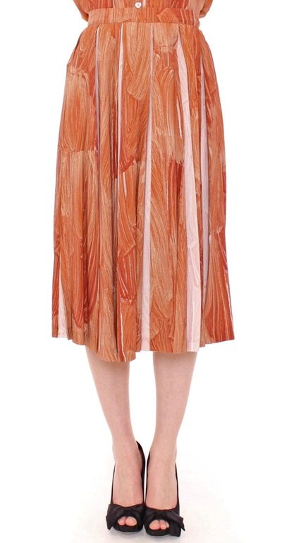Shop Licia Florio Orange Brown Below-knee Chic Women's Skirt