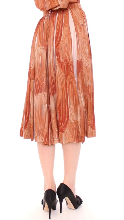 Shop Licia Florio Orange Brown Below-knee Chic Women's Skirt