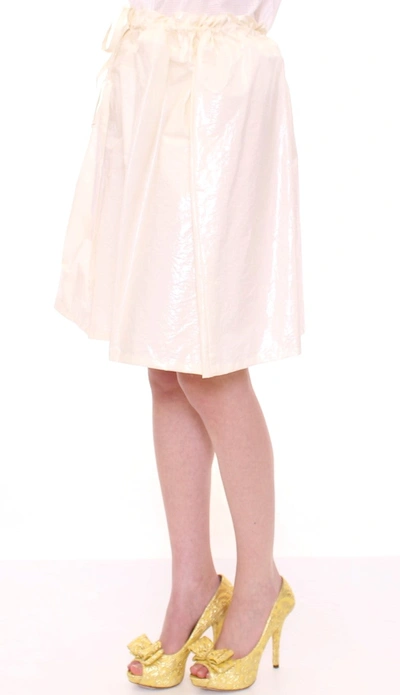 Licia Florio Above-knee Stretch Waist Strap Skirt In White