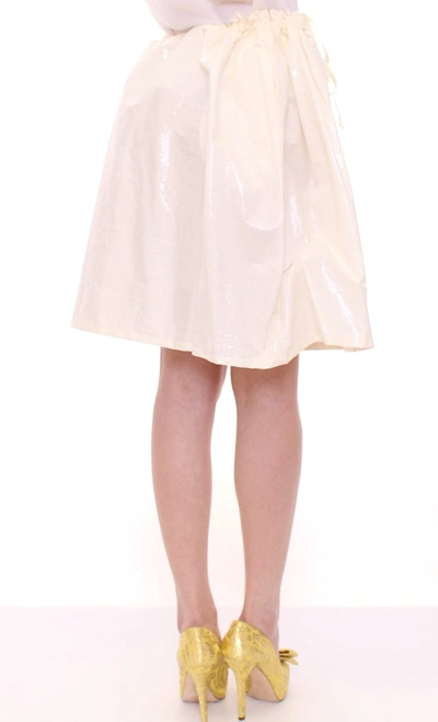 Licia Florio Above-knee Stretch Waist Strap Skirt In White