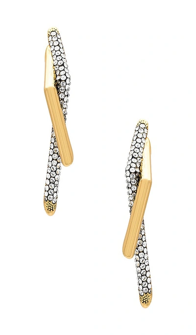 Shop Demarson Neptune Earrings In 12k Shiny Gold & Pave