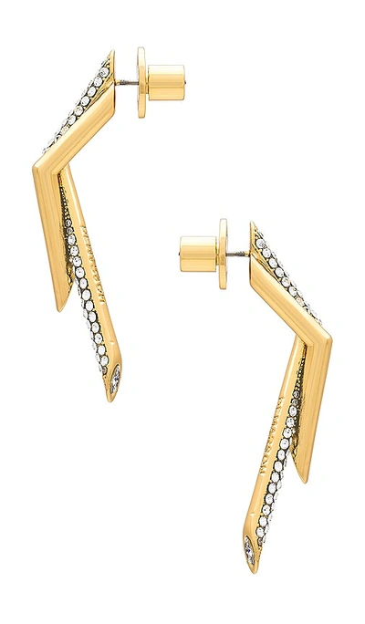 Shop Demarson Neptune Earrings In 12k Shiny Gold & Pave