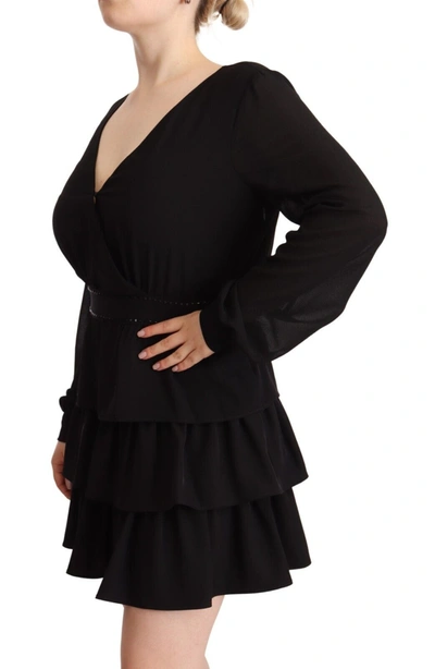 Shop Liu •jo Liu Jo Elegant Black A-line Mini Dress With Long Women's Sleeves