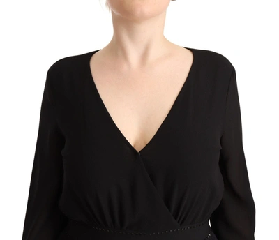 Liu •jo Liu Jo Black Polyester Long Sleeves V-neck Mini A-line Women's Dress In Black