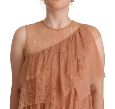 Liu •jo Liu Jo Pink Lace Sleeveless Mini Shift Layered Women's Dress In Pink