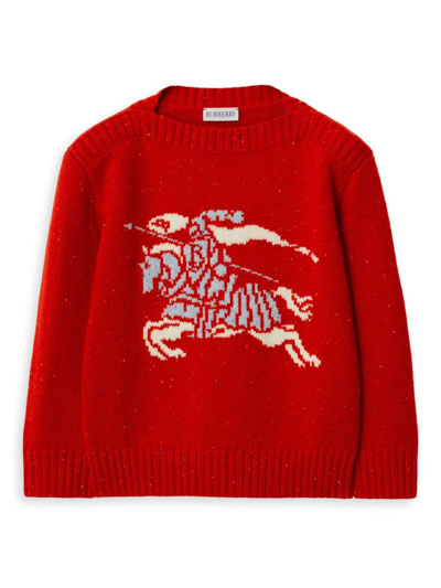 Shop Burberry Little Kid's & Kid's Patrick Wool-blend Logo Sweater In Red