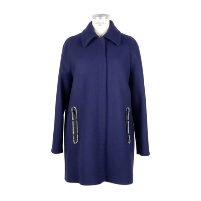 Shop Love Moschino Chic Blue Wool-blend Winter Women's Coat