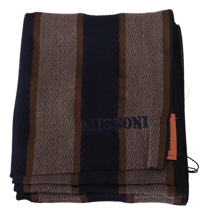 Shop Missoni Elegant Striped Wool Men's Scarf In Brown
