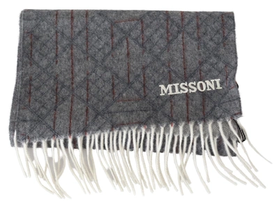 Shop Missoni Elegant Unisex Cashmere Scarf With Signature Men's Pattern In Gray