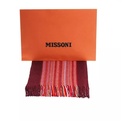 Shop Missoni Vibrant Geometric Patterned Scarf With Men's Fringes In Multicolor