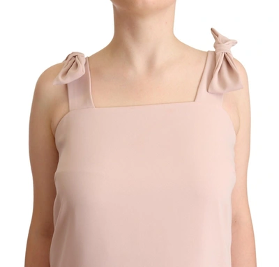 Shop P.a.r.o.s.h . Chic Sleeveless Midi Dress With Feather Women's Trim In Pink