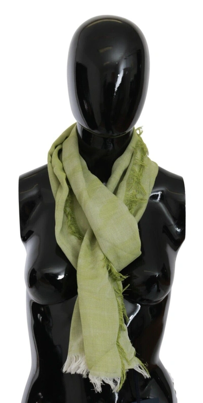 Shop Roberto Cavalli Elegant Fringed Modal-cotton Shawl Women's Scarf In Green