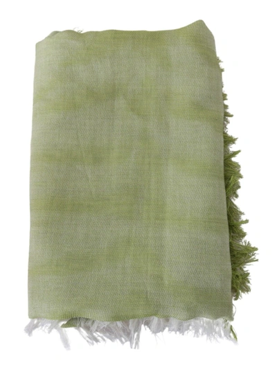 Shop Roberto Cavalli Elegant Fringed Modal-cotton Shawl Women's Scarf In Green