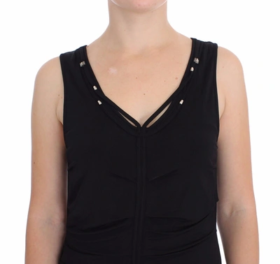 Shop Roccobarocco Elegant Black Sheath Jersey Knee-length Women's Dress