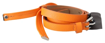 Shop Scervino Street Elegant Leather Double Buckle Women's Belt In Orange