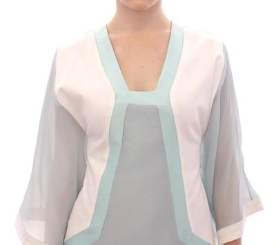 Shop Sergei Grinko Elegant Turquoise Silk Sheath Women's Dress In White