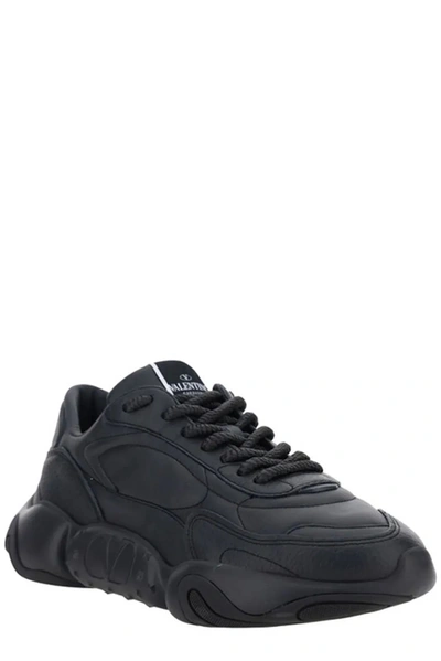Shop Valentino Black Calf Leather Garavani Men's Sneakers