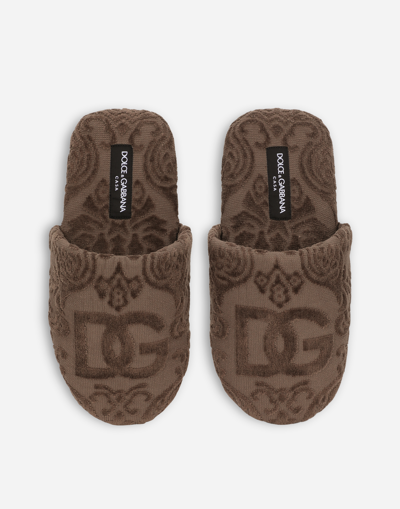 Dolce & Gabbana Ciabattine In Spugna Di Cotone Jacquard In Multicolor