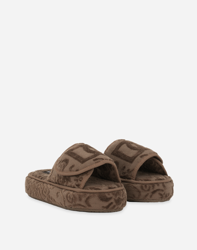 Dolce & Gabbana Terry Cotton Plateau Slippes In Multicolor