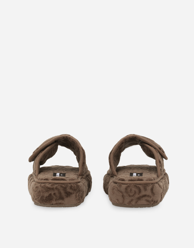 Dolce & Gabbana Terry Cotton Plateau Slippes In Multicolor