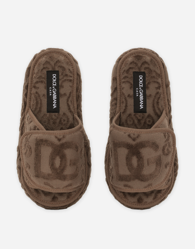 Dolce & Gabbana Terry Cotton Plateau Slippes In Multicolor