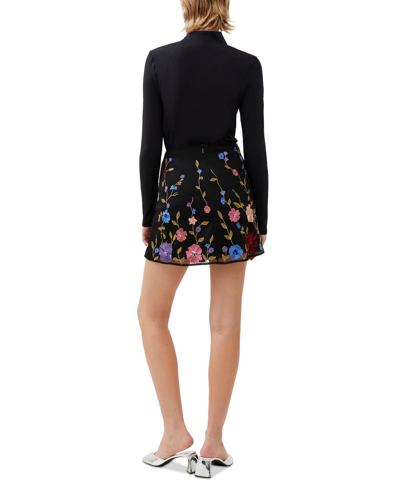 Shop French Connection Women's Floral Embroidered Mesh Mini Skirt In Black Multi