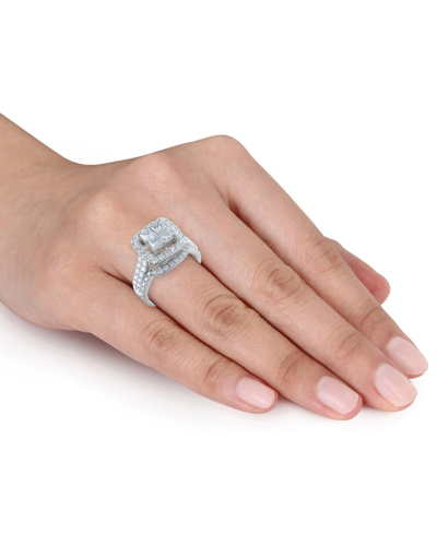 Macy's Diamond Princess Cluster Halo Bridal Set (2 Ct. T.w.) In 14k White Gold In White Gold