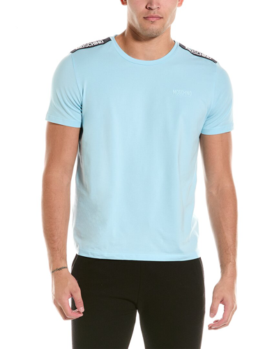 Shop Moschino Logo Tape T-shirt In Blue