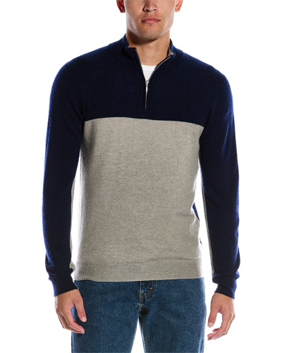 Shop Scott & Scott London Contrast Wool & Cashmere-blend Pullover In Blue