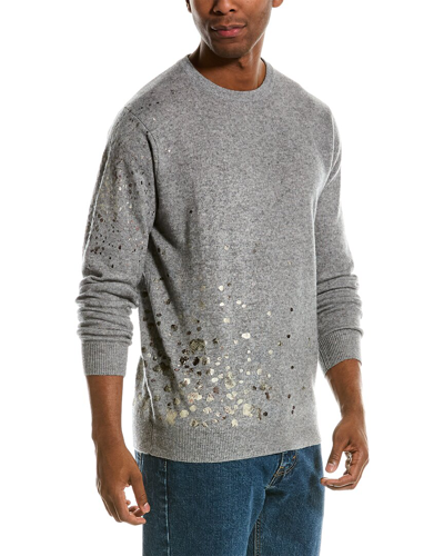 Shop Scott & Scott London Foil Wool & Cashmere-blend Crewneck Sweater In Grey