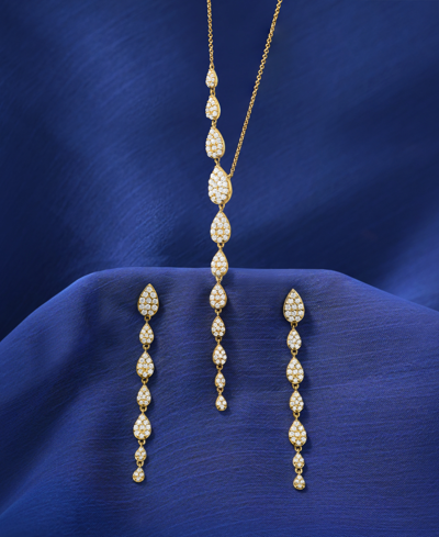 Shop Wrapped In Love Diamond Asymmetric Lariat Necklace (1 Ct. T.w.) In 14k Gold Or 14k White Gold, 15" + 2" Extender, Cr
