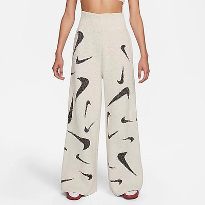 Shop Nike Women's Sportswear Phoenix Wide-leg Cozy Knit Pants In Light Orewood Brown/medium Ash