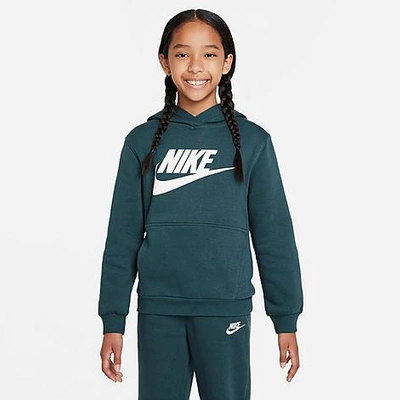 Shop Nike Big Kids' Sportswear Club Fleece Pullover Hoodie In Deep Jungle