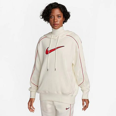 Shop Nike Women's Sportswear Street Boyfriend Pullover Hoodie In Sail
