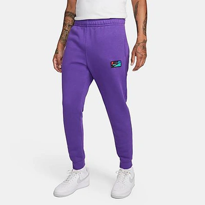 Shop Nike Men's Club Fleece Logo Patch Jogger Pants In Purple Cosmos/purple Cosmos