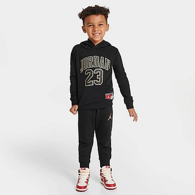 Shop Nike Jordan Kids' Toddler Jordan Jersey Hoodie And Jogger Pants Set In Black/gold