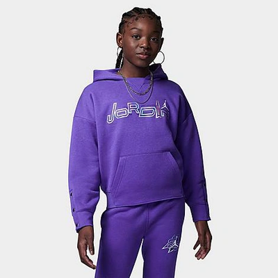 Shop Nike Jordan Girls' Take Flight Snap Pullover Hoodie In Purple Venom