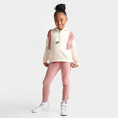 Shop Nike Girls' Little Kids' Home Swoosh Home Half-zip Hoodie And Leggings Set In Red Stardust