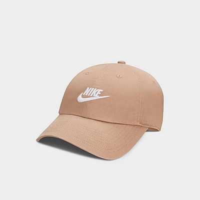 Shop Nike Club Unstructured Futura Wash Strapback Hat In Khaki/white