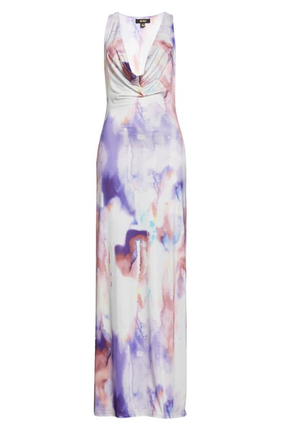 Shop Afrm Sharpae Print Sleeveless Maxi Dress In Violet Watercolor