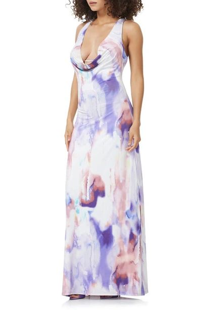 Shop Afrm Sharpae Print Sleeveless Maxi Dress In Violet Watercolor