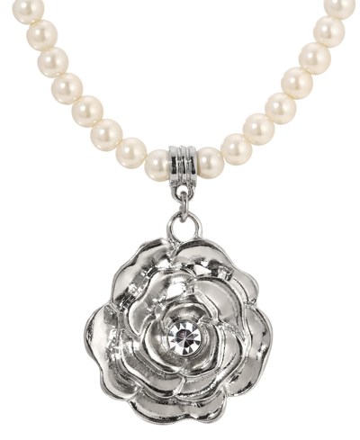 Shop 2028 Imitation Pearl Flower Pendant Necklace In White